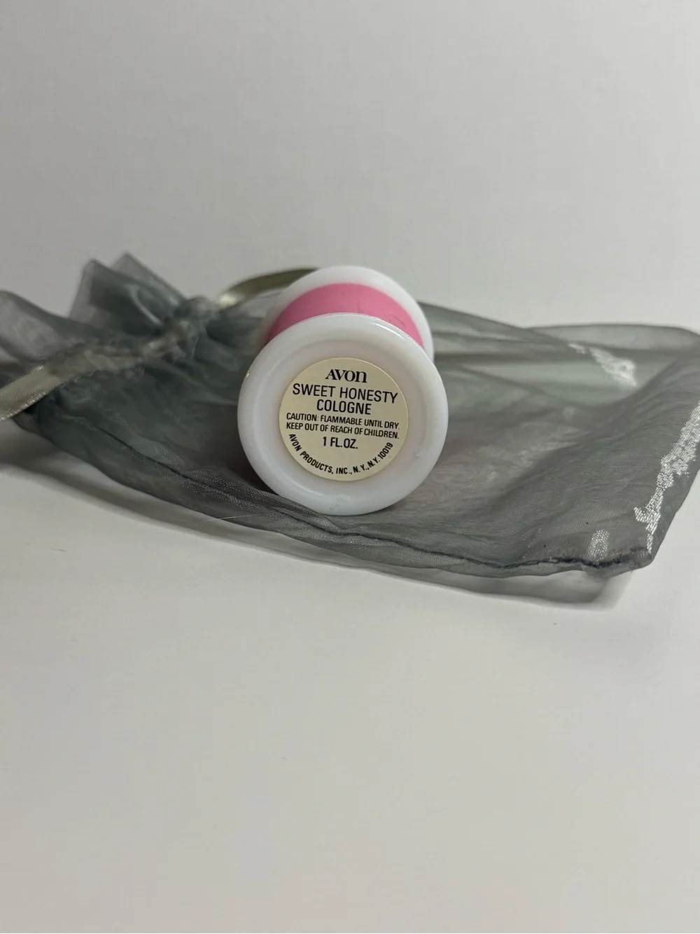 Avon Vintage Cologne Bottle Pink Thread Spool with Metal Thimble